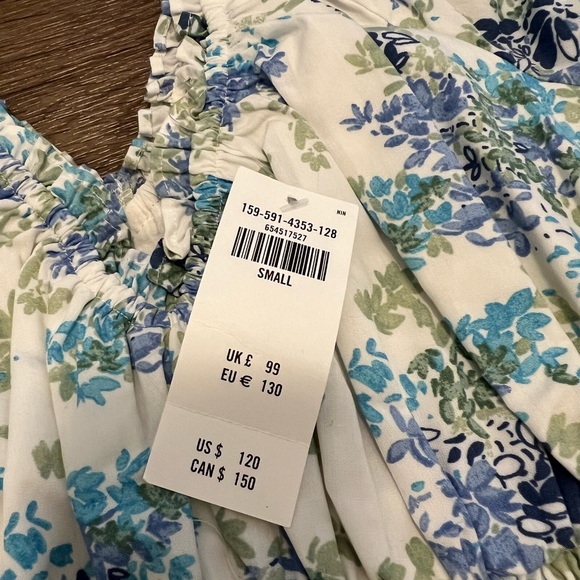 NWT Abercrombie Cap Sleeve Smocked Waist Floral Midi Dress White Floral - Small - Picture 4 of 8